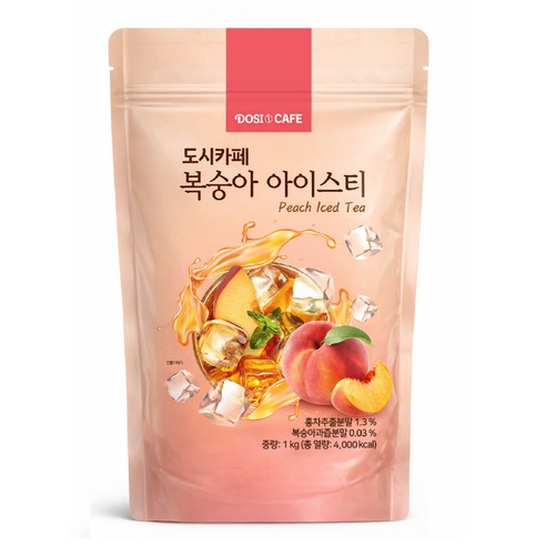 도시카페 복숭아 아이스티 분말 파우치 1kg, 10개, 1개입