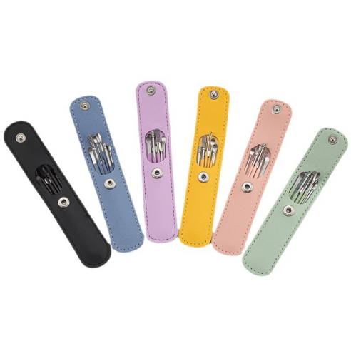 더홀릭 귀청소 용품 휴대용 스테인리스 깔끔 귀이개 포켓, 퍼플, 1개입, 1세트