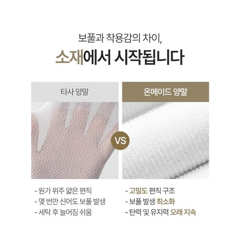 온메이드 여성용 포근한 무지 중목 양말 10켤레 착용 후기 | 사이즈/핏 총정리 - 상품 이미지 2