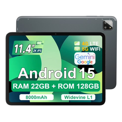 BMAX 2026 LTE 태블릿 11.4인치 IPS 90Hz 4G 8000mAh 안드로이드 15 인강용 태블릿 -I12 Power, Space Grey, 128GB, Wi-Fi+Cellular
