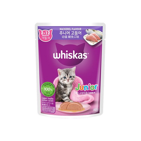 위스카스 파우치 고양이간식, 고등어, 80g, 1개