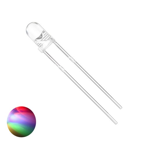 3mm 고휘도 컬러풀슬로우 10개 키캡 수리 레인보우 LED 램프 2핀 3파이 다이오드 DIY 전자부품 느린변환