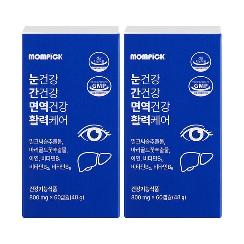맘픽 눈건강 간건강 면역건강 활력 케어 루테인 밀크씨슬 아연 영양제, 2개, 60회분