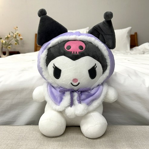 산리오 인형 정품 컬러 망토 크리스마스 선물 (쇼핑백제공), 쿠로미, 1개, 25cm