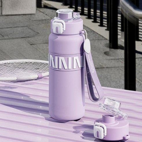 에코럭키 스포츠 텀블러 800ml 스테인레스 진공 보온 보냉 빨대 포함, 1개, 스포츠텀블러-연보라 1개, 스포츠텀블러-연보라