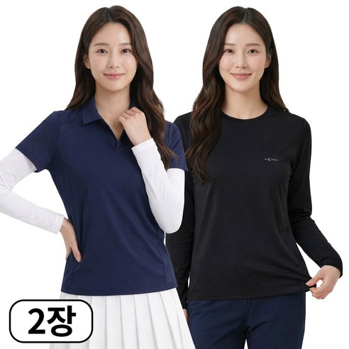 아소트 [1+1] 프리미엄 스포츠 골프 이너웨어 자외선차단 UV 쿨링 여성 라운드 티셔츠