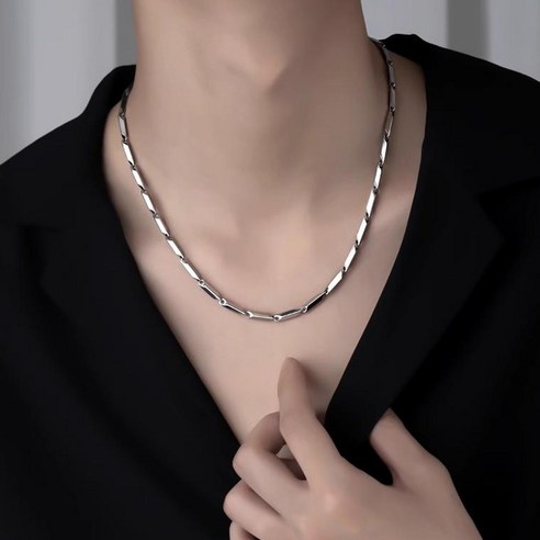 멋스러운 타이타늄 스틸 육각 대나무 남성 체인 목걸이