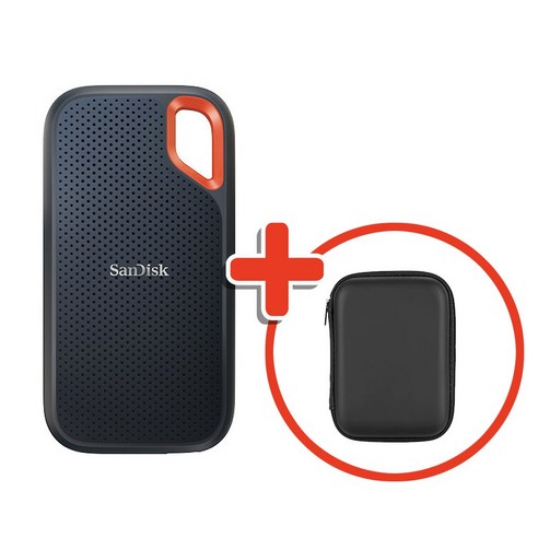 샌디스크 외장 SSD E61 익스트림 포터블 대용량 고성능 + 파우치 케이스, 1TB, 블랙