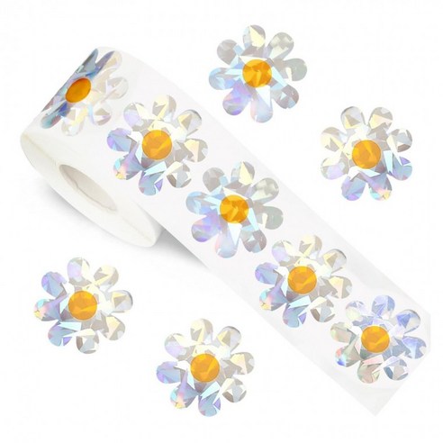스노벨 반짝이 데이지 꽃 스티커 3.8cm, 1개, 혼합(S768) 500매