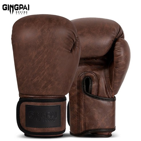 GINGPAI 징파이 빈티지 복싱글러브 남녀공용 손목보호 강화 충격흡수 복싱글러브 GGFG, 1세트, coffee