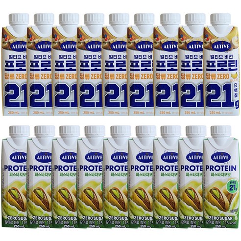 CJ 제일제당 얼티브 프로틴 250ml 비건 바나나 9개 + 피스타치오 9개 당류 제로 슈가 단백질 음료