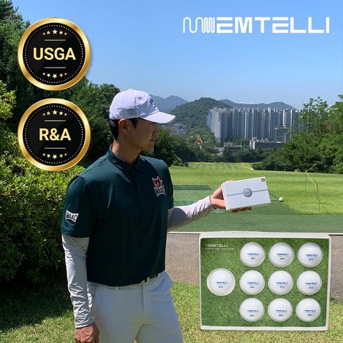 엠텔리 프리미엄 퍼팅 라인 골프공 우레탄 3피스 비거리 세트 골프볼 대회공인구, 1개, 10개입, 화이트