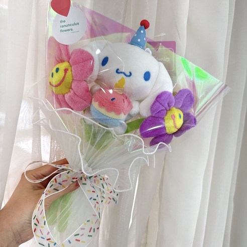 더 라넌큘러스 플라워 산리오 생일 케익 인형꽃다발, 1개, 시나모롤