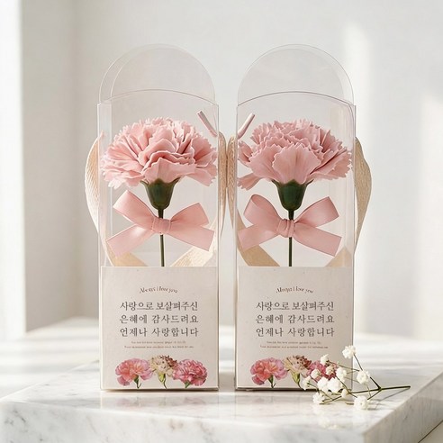 비누꽃 한 송이 카네이션 2종 세트, 핑크, 1개