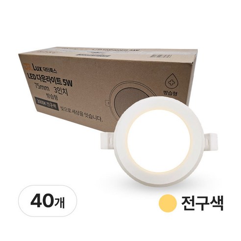 닥터룩스 LED 다운라이트 3인치 5W 방습형, 전구색, 40개