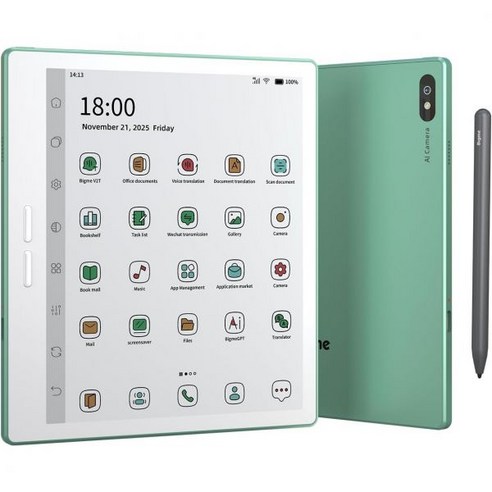 Bigme 빅미 B7 Pro 컬러 전자책 리더기 7인치 E 잉크 e페이퍼 태블릿 안드로이드 리더 기기 4G 연결 8GB 256GB 스마트 스타일러스 메모 기능 빠른 화면 갱신, Green
