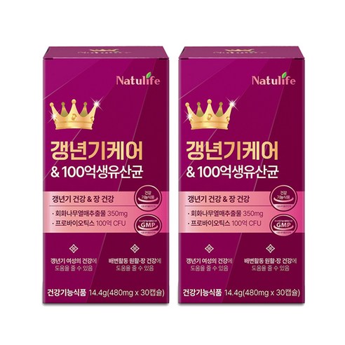 여성 갱년기 유산균 YT1+갱년기 케어 100억 유산균세트/프리미엄 여성 갱년기 케어 100억 생 유산균 식약청인증 영양제, 2개, 30회분