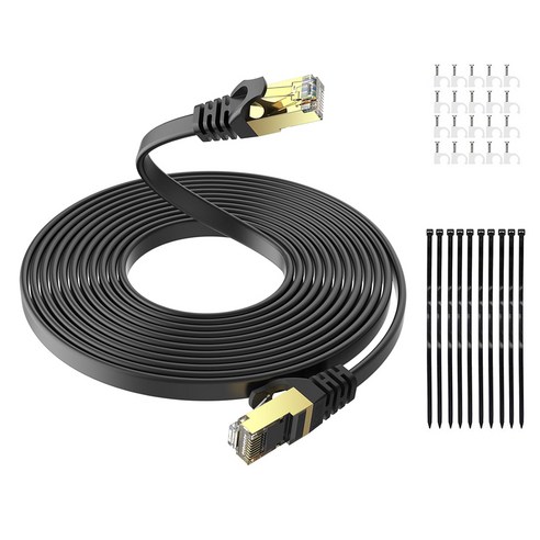 CAT8 40Gbps 초고속 게이밍 랜케이블 인터넷 랜선, 검정색, 1개, 20m