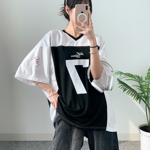 댄마샵 럭비 세븐 오버핏 반팔티 럭비티 여성 댄스복 상의
