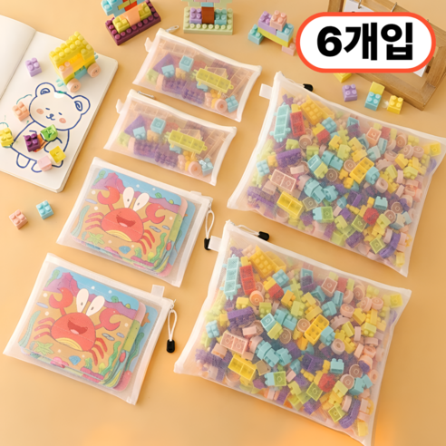 리치라라 깔끔정리 메쉬 파우치 세트, 6개, 화이트