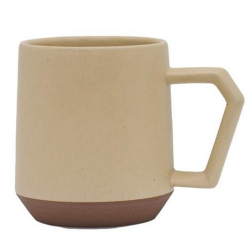 칩스 일본 핸드메이드 미노야키 도자기 머그컵 380ml, 탠 Tan, 1개