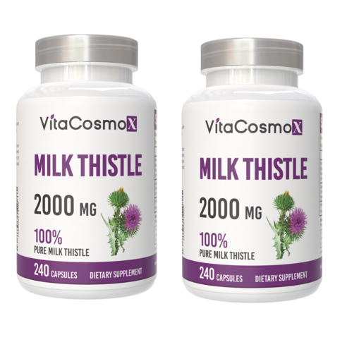 VitaCosmoX 비타코스모엑스 트리플 스트랭스 고함량 밀크시슬 밀크씨슬 2000mg 야채캡슐, 240정, 2개