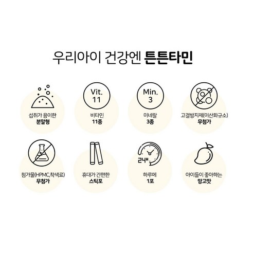 흰여울팜 돌아기 성장기 어린이 초등학생 멀티비타민 미네랄 우리아이 건강엔 튼튼타민 30회분, 3박스 이미지 2