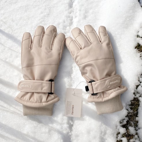 뚜뚜아트 유아 어린이 스키 방수 장갑 베이지 방한 장갑