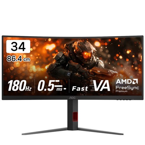 알파스캔 AOC CU34G4 34인치 아이온2 180Hz 울트라와이드 WQHD AI HDR 400 무결점 커브드 게이밍 모니터, 86.4cm