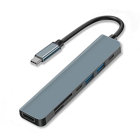 아스토 7포트 USB C타입 멀티허브 노드북 맥북 테블릿 충전지원 4K HDMI 미러링, 1개, 그레이