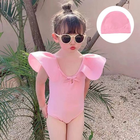 여아수영복 아동 원피스 수영모자 세트