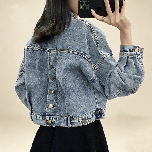 조에온 여성 봄 가을 뒤태 패션 청 자켓 A133