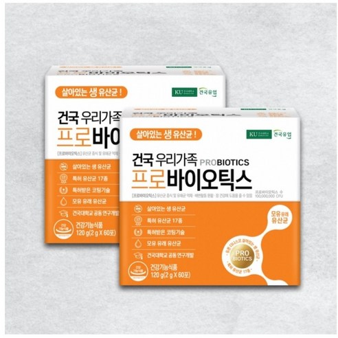 [건국대 건국유업] 건국프로바이오틱스 유산균 1통(2g x 60포), 1개, 1정