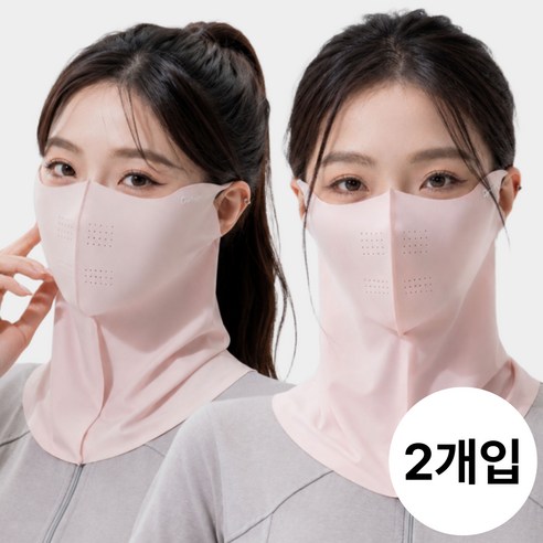 시크도트 자외선차단 여성 골프 마스크, 1세트, 핑크+핑크