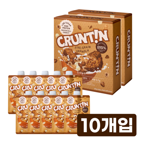[본사공식몰] 크런틴 크런치볼 단백질쉐이크 오곡놀라 당 0g대, 2박스, 250g