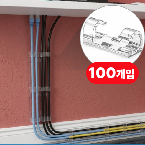 모노리움 초간단 케이블 선정리 클립 전선정리, 투명, 100개