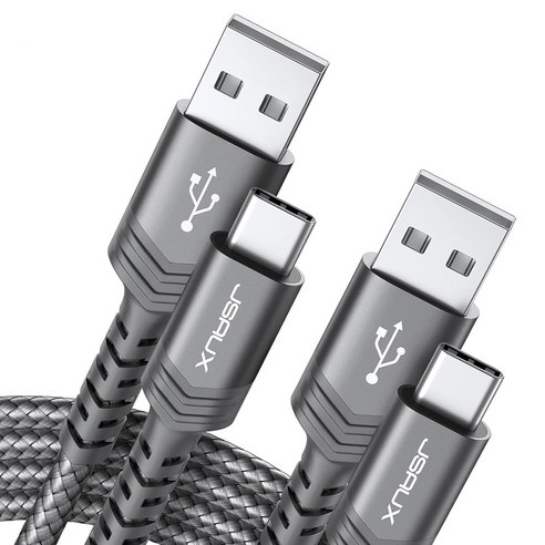 JSAUX USB A to C타입 고속 충전케이블 알루미늄 합금 케이블, 2개, 그레이, 2m