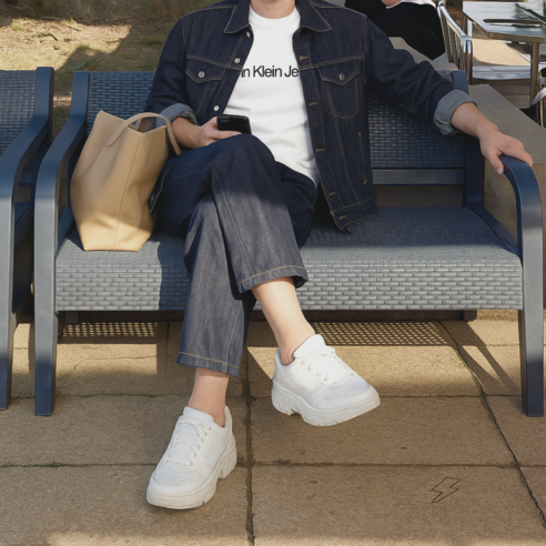 백화점판 캘빈클라인 인스티튜셔널 로고 남성 여성 화이트 반팔티 CK