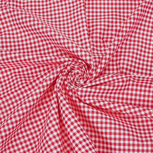 면 레드 깅엄체크 원단 면섬유 DIY 의류 액세서리 소품 만들기 치마 여자 셔츠 퀼팅 자수 부자재 100x160.4x0.01cm, 1개
