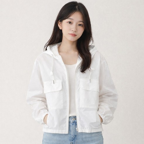 클로버스토리즈 자연주름 배살커버 가오리 오버핏 경량 후드 집업 바람막이 자켓