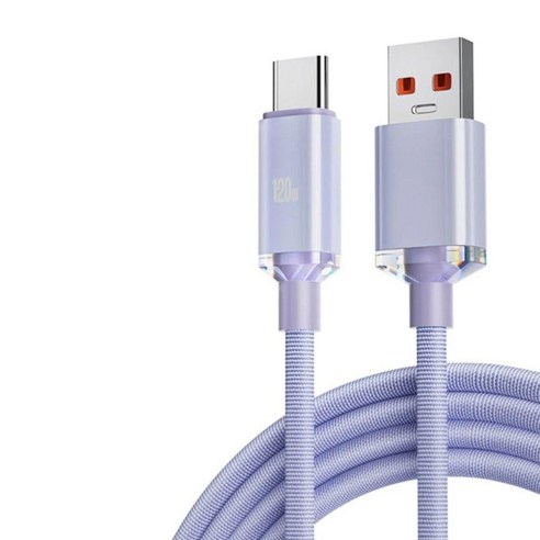 120W 6A 초고속충전 USB-A to C 데이터 케이블, 1개, 퍼플, 1.5m