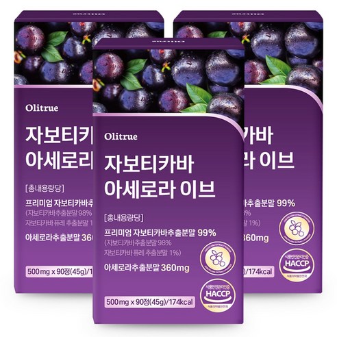 자보티카바 아세로라 고함량 HACCP인증, 3개, 90정