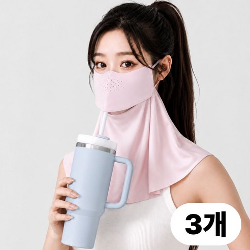 썬킵 여성 오픈형 자외선차단 쿨 골프 마스크 1+1+1, 핑크, 3개