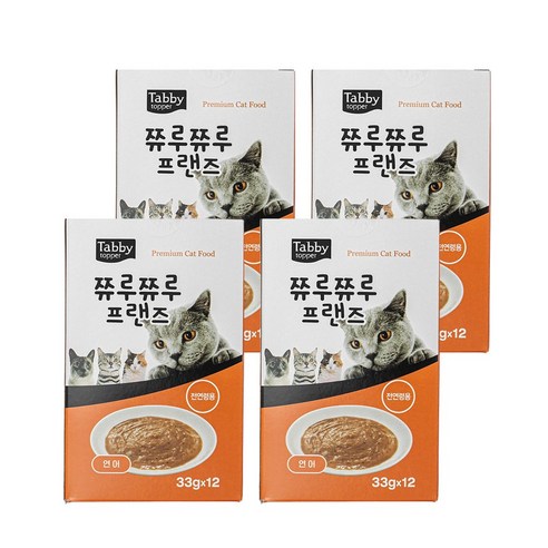 테비토퍼 쮸루쮸루 프랜즈 고양이간식, 48개, 33g, 연어