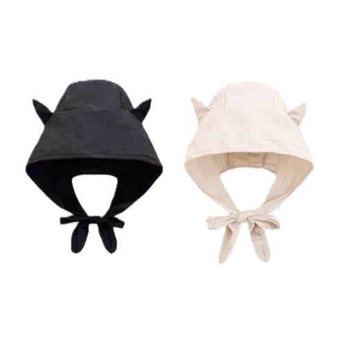 일상채움 등산 러닝 고양이 귀 경량 햇빛 가리개 모자 1+1, 블랙+아이보리