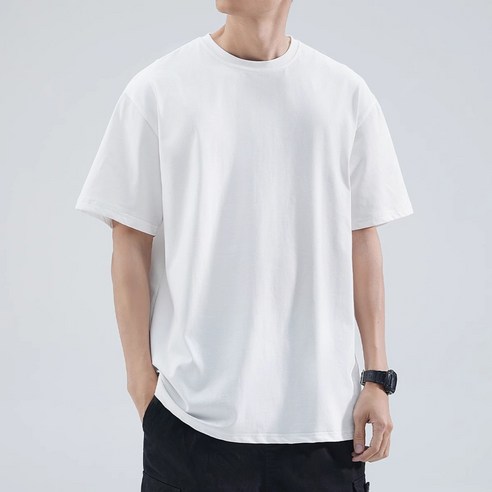 남녀공용 운드 반팔티 5장 순면 반팔 남자반팔티 무지 반팔