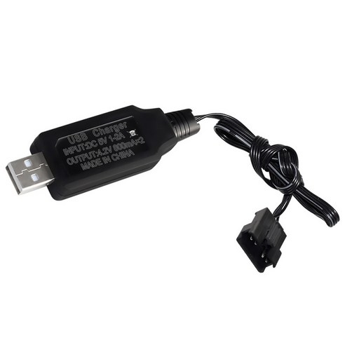 7.4V SM-5P USB충전기 리튬이온 배터리 케이블 RC카 전동건 장난감 드론 5핀 커넥터 어댑터, 1개, (SM-5P) 7.4v USB충전기(블랙)