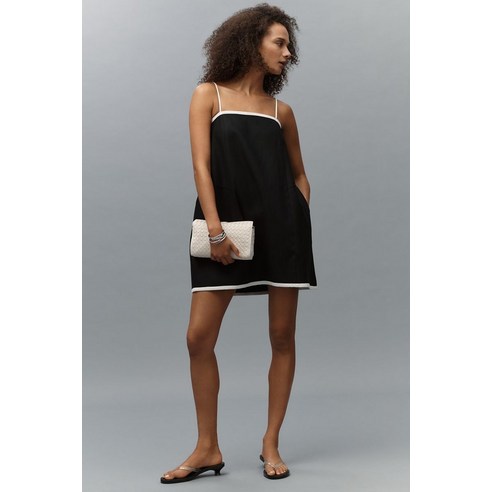 mare mare square-neck linen a-line mini dress Mare Mare Square-Neck Linen A-Line Mini Dress