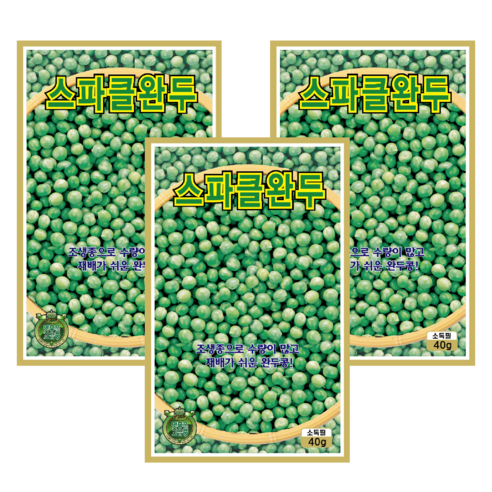 1+1+1 스파클완두콩씨앗 40g 봄 가을 파종 콩 종자 파종 작물 씨 채소씨앗 채소씨 완두콩종자, 3개