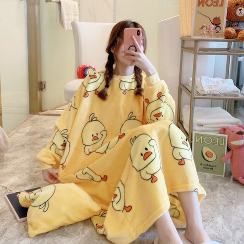 에쉬울프 오버핏 박시원피스 수면 잠옷 주머니 셋트 산후조리용 산모잠옷